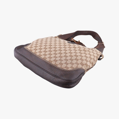 Gucci New Jackie Beige Brown Canvas Leather Shoulder Bag — view 6