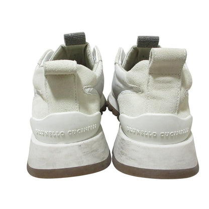 Brunello Cucinelli Running Sneakers with Precious Details Light Gray — view 2