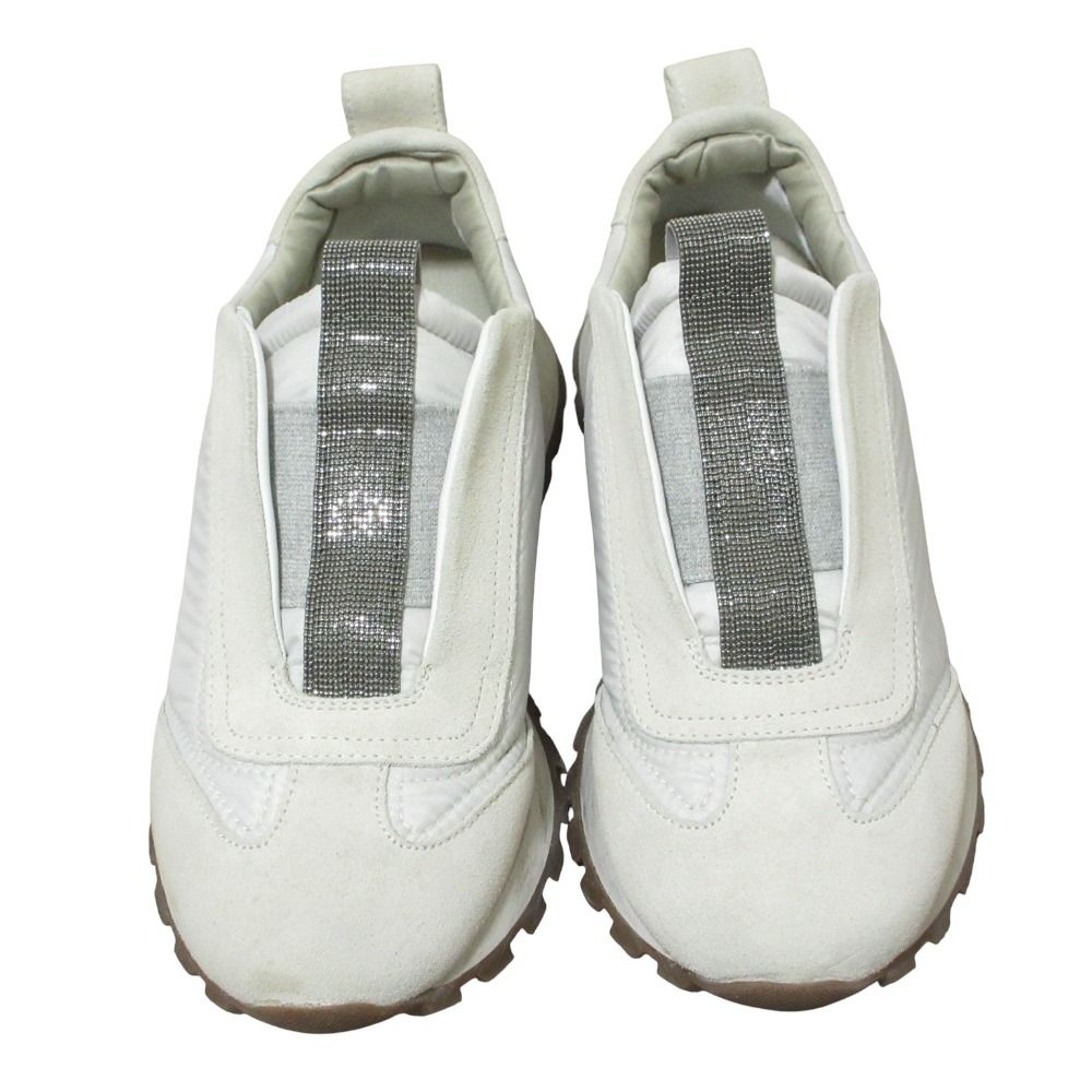 Brunello Cucinelli Running Sneakers with Precious Details Light Gray — view 5