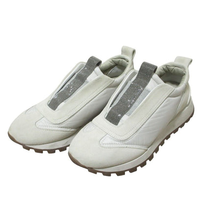 Brunello Cucinelli Running Sneakers with Precious Details Light Gray