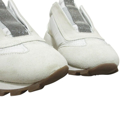 Brunello Cucinelli Running Sneakers with Precious Details Light Gray — view 6