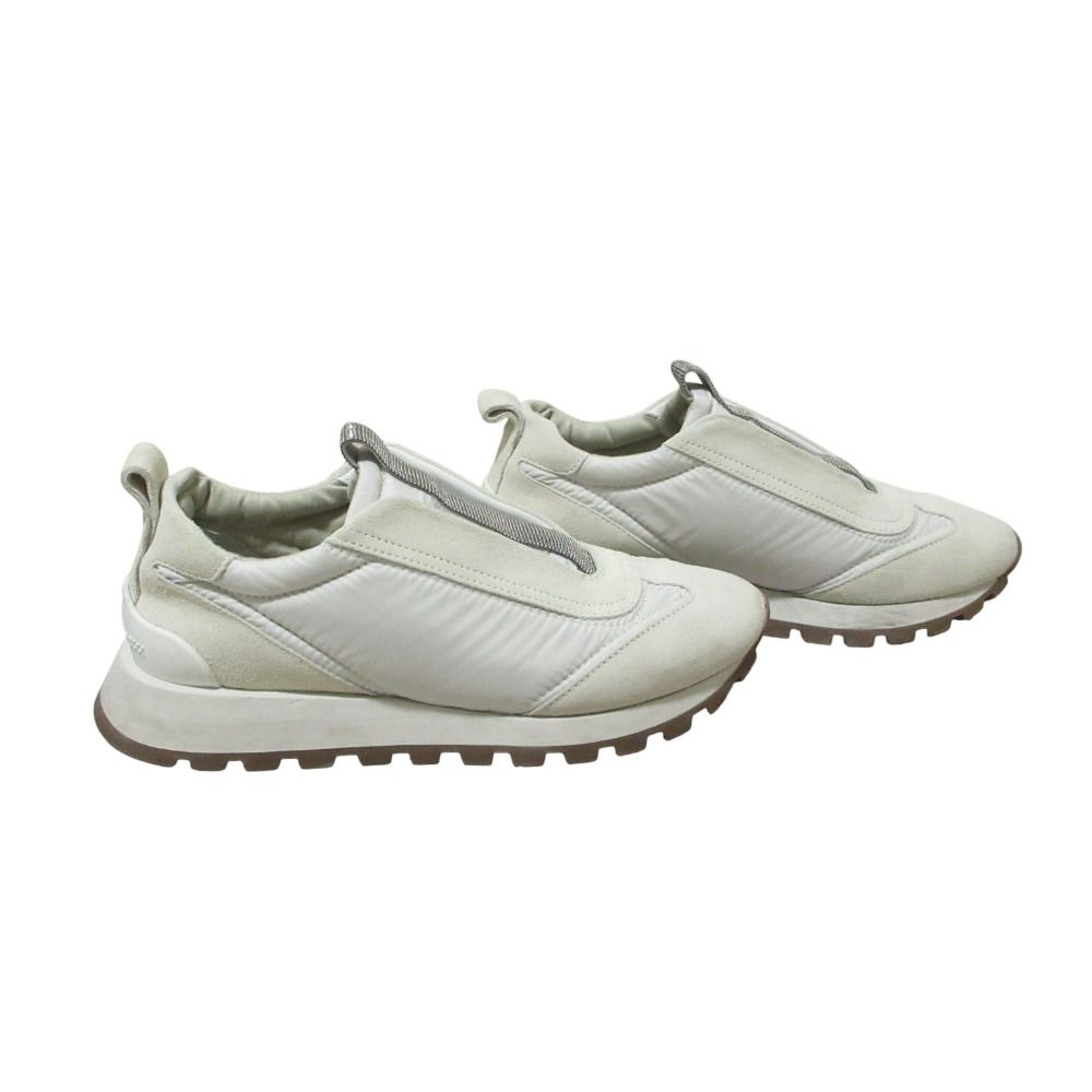 Brunello Cucinelli Running Sneakers with Precious Details Light Gray — view 3