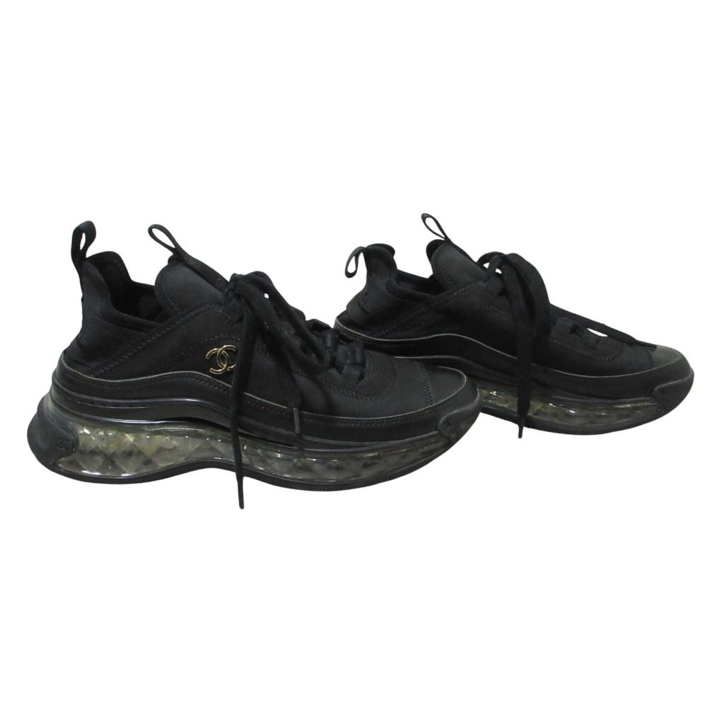 Chanel Clear Quilted CC Logo Sneakers Black Spring Summer Fall Winter — view 3