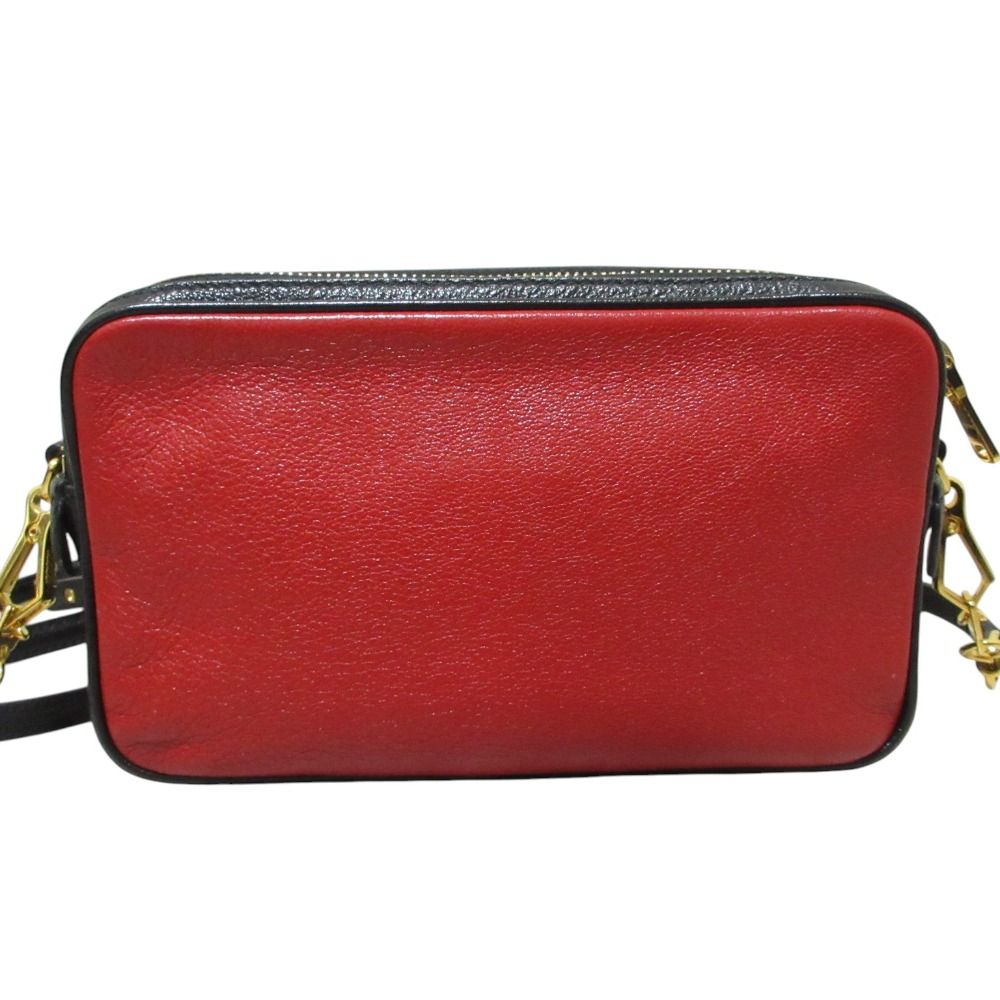 Miu Miu Madras Leather Crossbody Shoulder Bag Red Black — view 2