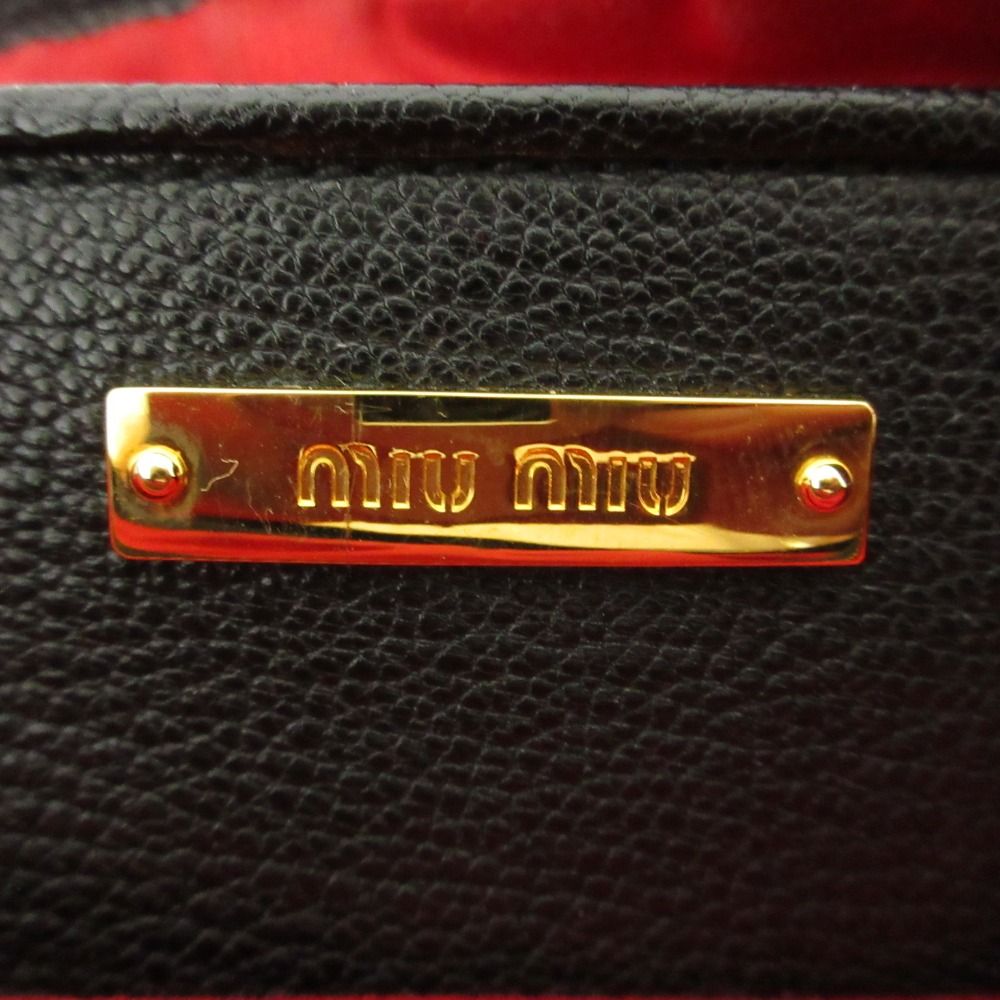 Miu Miu Madras Leather Crossbody Shoulder Bag Red Black — view 4