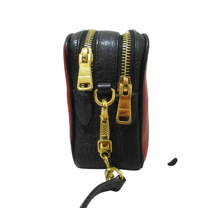 Miu Miu Madras Leather Crossbody Shoulder Bag Red Black — view 7
