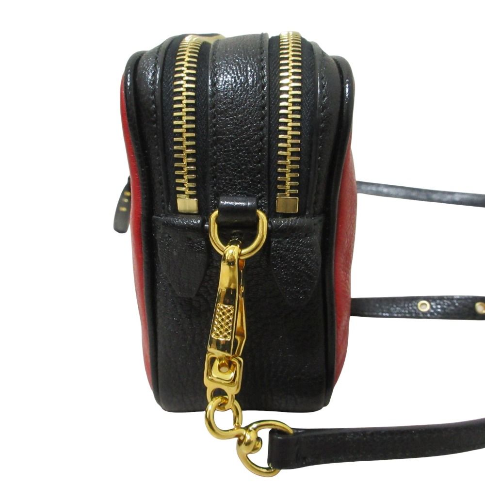 Miu Miu Madras Leather Crossbody Shoulder Bag Red Black — view 8