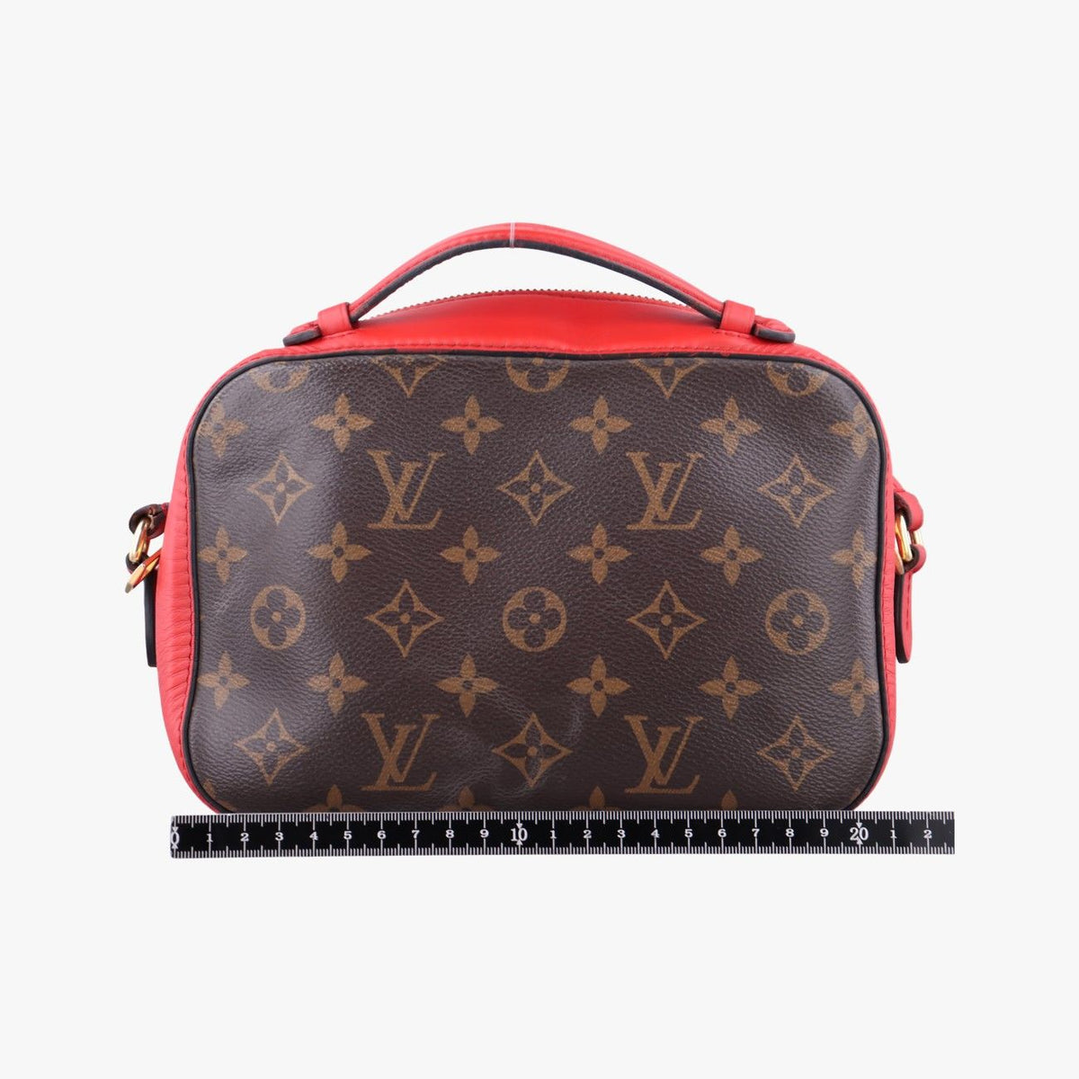 Louis Vuitton Saintonge Monogram Brown Coquelicot Canvas Calfskin — view 2