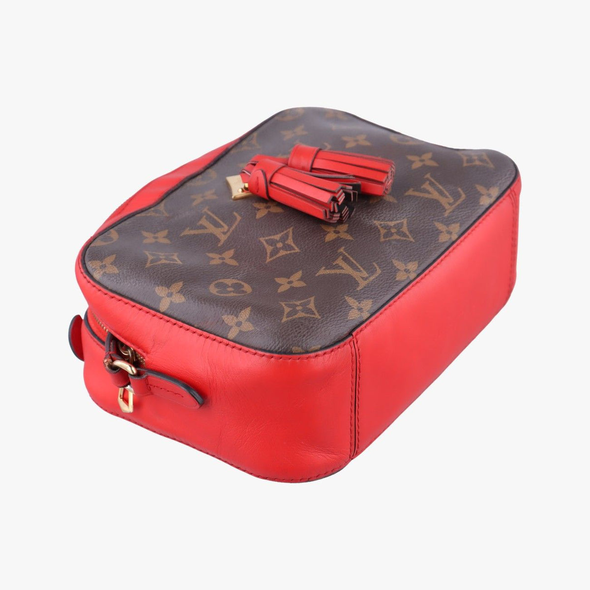 Louis Vuitton Saintonge Monogram Brown Coquelicot Canvas Calfskin — view 5