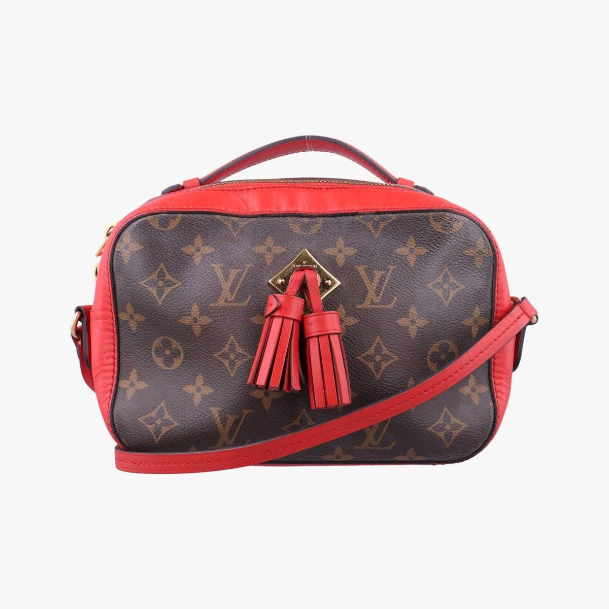 Louis Vuitton Saintonge Monogram Brown Coquelicot Canvas Calfskin