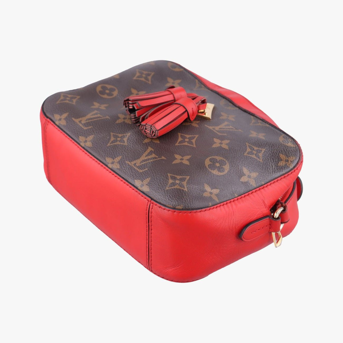 Louis Vuitton Saintonge Monogram Brown Coquelicot Canvas Calfskin — view 4
