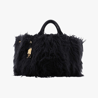 Prada Canapa Black Suede Fur 14