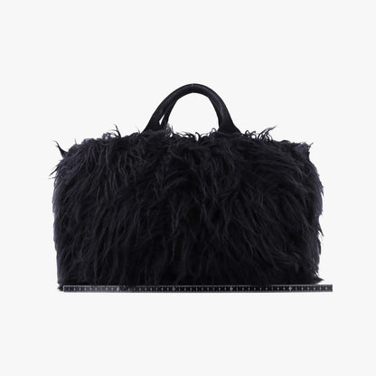 Prada Canapa Black Suede Fur 14 — view 2
