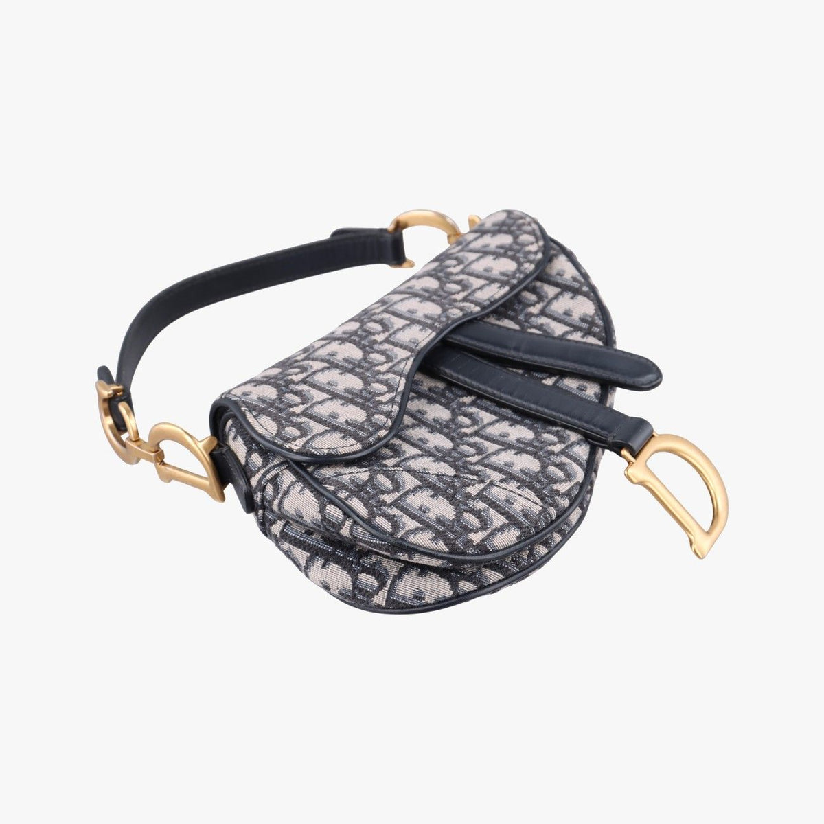 Dior Saddle Navy Jacquard Leather Shoulder Bag — view 5