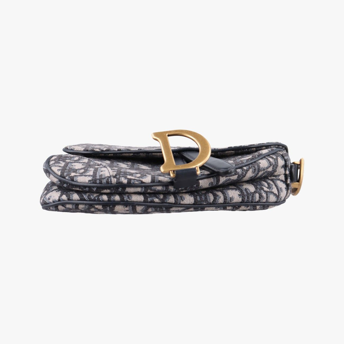 Dior Saddle Navy Jacquard Leather Shoulder Bag — view 3