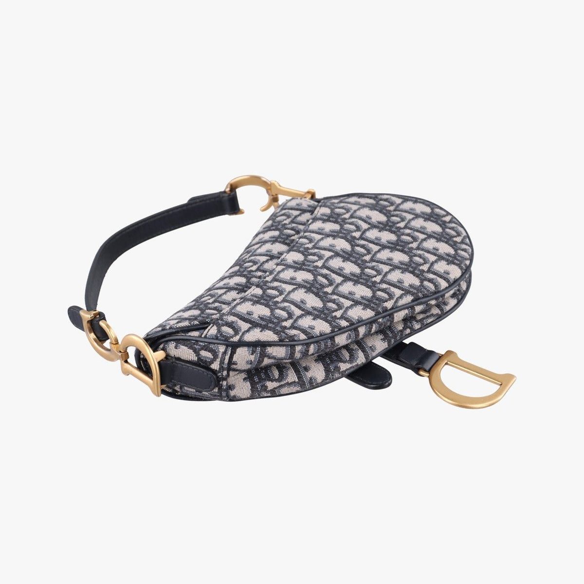 Dior Saddle Navy Jacquard Leather Shoulder Bag — view 7