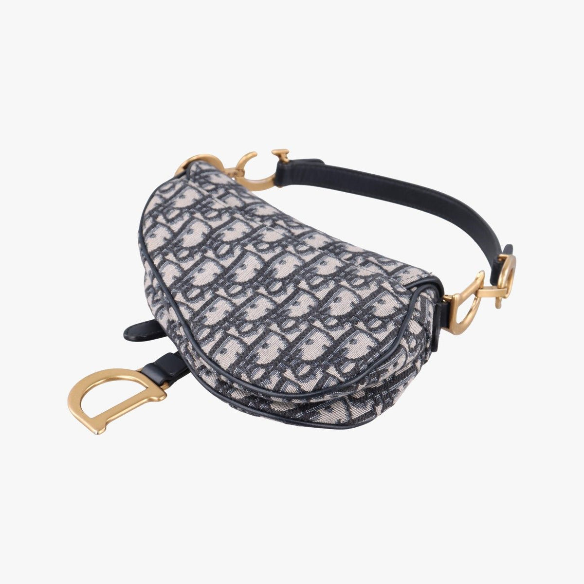 Dior Saddle Navy Jacquard Leather Shoulder Bag — view 6