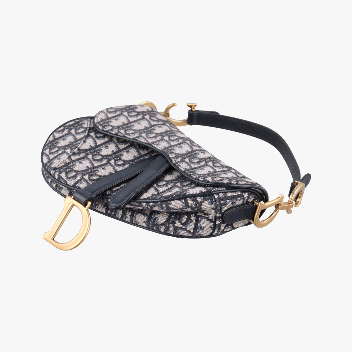 Dior Saddle Navy Jacquard Leather Shoulder Bag — view 4