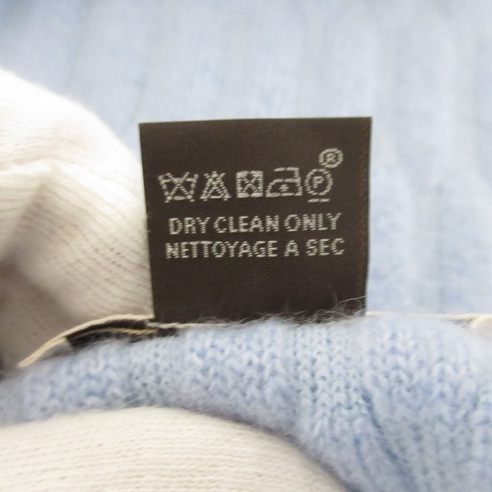 Hermes Cashmere Silk Blend Cable Knit Scarf Light Blue Sweater — view 5