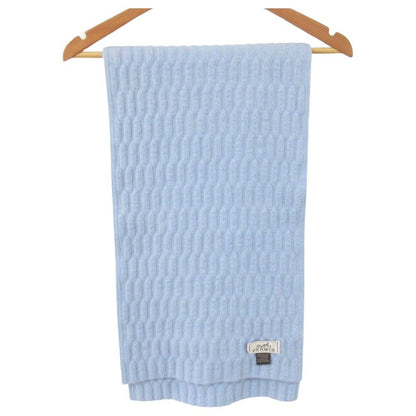 Hermes Cashmere Silk Blend Cable Knit Scarf Light Blue Sweater