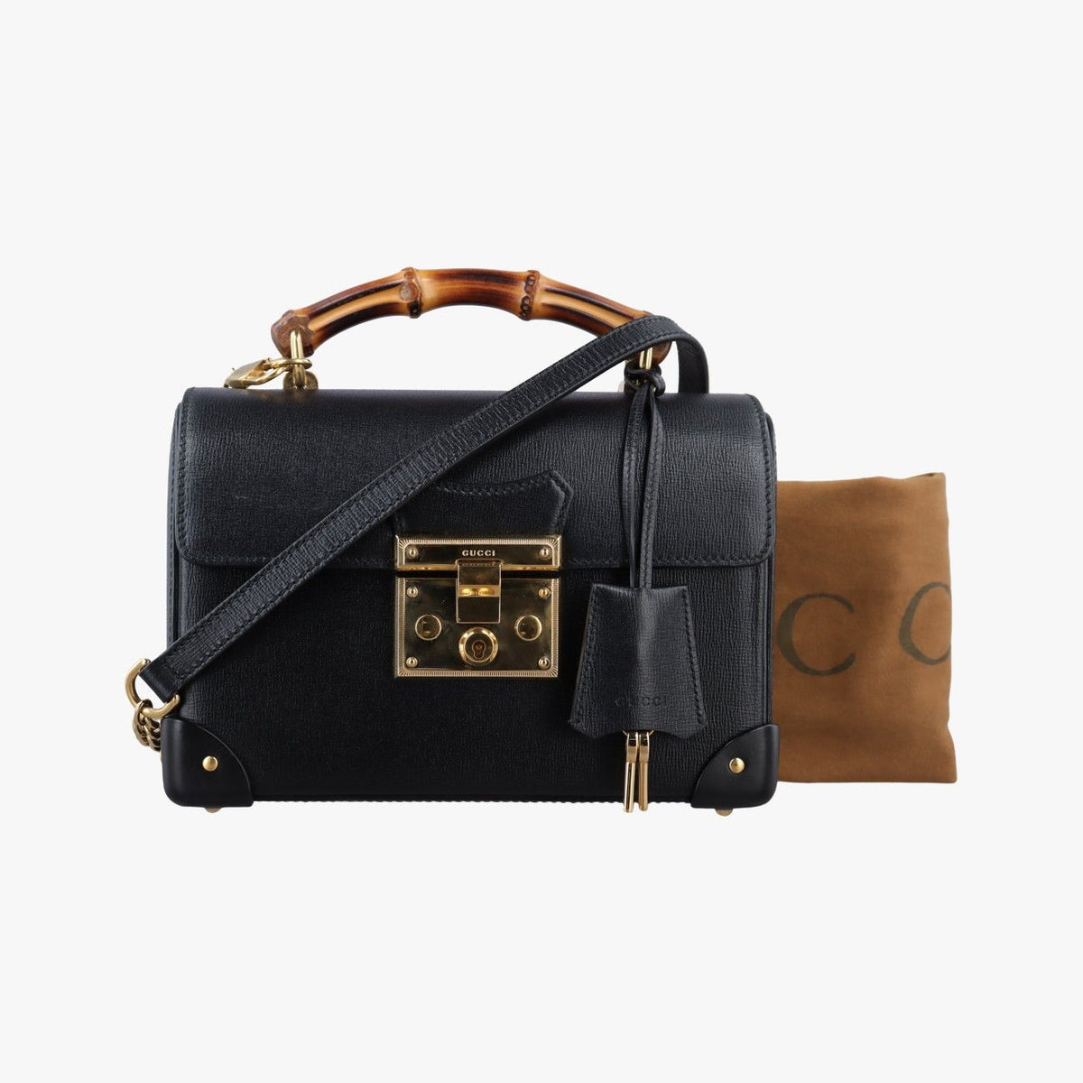 Gucci Padlock Bamboo Black Leather