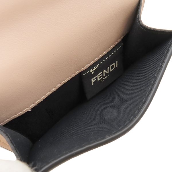 Fendi Trifold Wallet Micro Calfskin Pink Gold Logo Compact Coin Purse — view 8