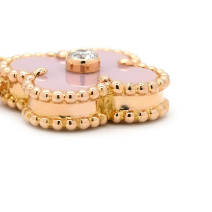 Van Cleef & Arpels Necklace Vintage Alhambra Pink Rose Gold Sable Diamond — view 4