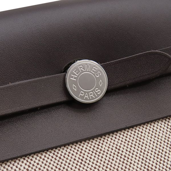 Hermes Shoulder Bag Herbag Zip 20 Mini Canvas Toile Hunter Ebene Ecru Silver — view 5