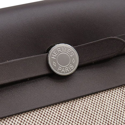Hermes Shoulder Bag Herbag Zip 20 Mini Canvas Toile Hunter Ebene Ecru Silver — view 5
