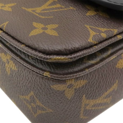 Louis Vuitton Shoulder Bag Sac Malso Monogram Canvas Leather Noir Gold Chain — view 4