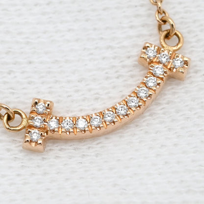 Tiffany & Co Necklace T Smile Mini Diamond Rose Gold Pink T&Co 18k — view 7