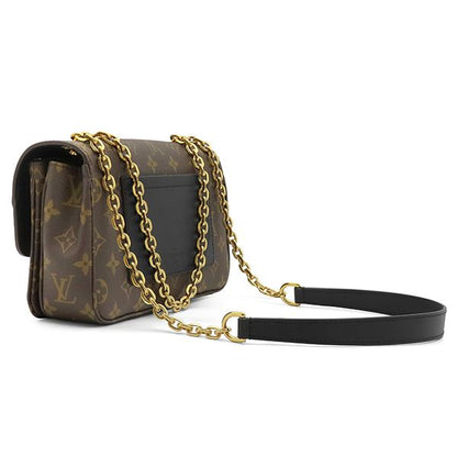Louis Vuitton Shoulder Bag Sac Malso Monogram Canvas Leather Noir Gold Chain — view 2