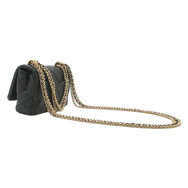 Chanel Shoulder Bag Quilted Mini Chain Lambskin Black Gold 3 Heavy Repair — view 2