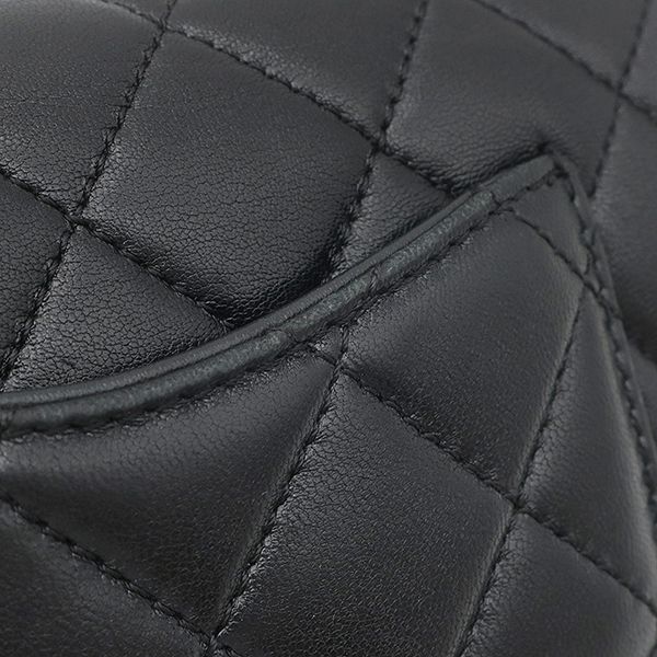 Chanel Shoulder Bag Quilted Mini Chain Lambskin Black Gold 3 Heavy Repair — view 7
