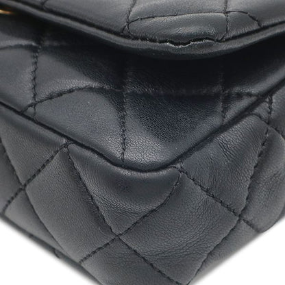 Chanel Shoulder Bag Quilted Mini Chain Lambskin Black Gold 3 Heavy Repair — view 4