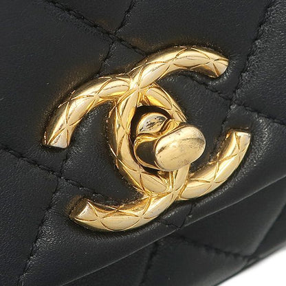 Chanel Shoulder Bag Quilted Mini Chain Lambskin Black Gold 3 Heavy Repair — view 8