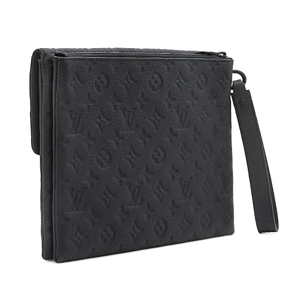 Louis Vuitton Clutch S Lock Pochette Leather Monogram Shadow Black Second — view 2
