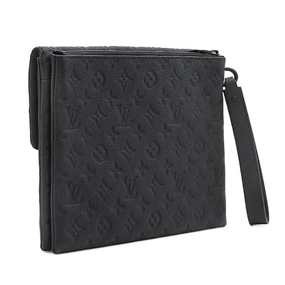 Louis Vuitton Clutch S Lock Pochette Leather Monogram Shadow Black Second — view 2
