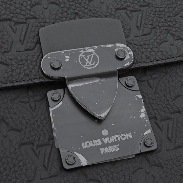 Louis Vuitton Clutch S Lock Pochette Leather Monogram Shadow Black Second — view 6