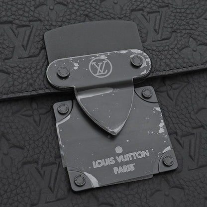 Louis Vuitton Clutch S Lock Pochette Leather Monogram Shadow Black Second — view 6