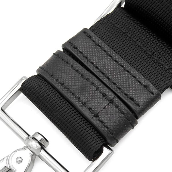 Prada Shoulder Strap 132 Nylon Leather Black Silver Handbag — view 3