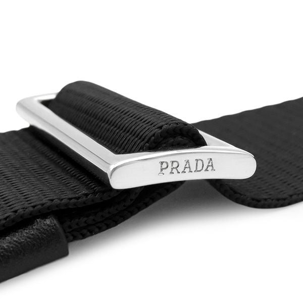 Prada Shoulder Strap 132 Nylon Leather Black Silver Handbag — view 5