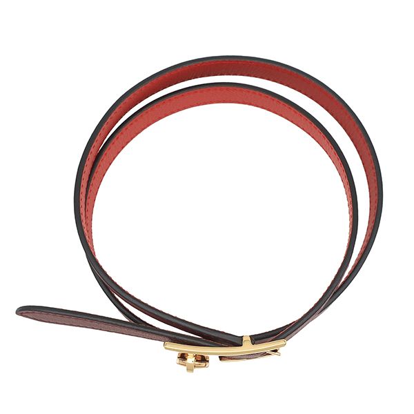 Hermes Belt Lucky 15 Veau Swift Rouge Ash Capucines 70 Gold Red Reversible — view 2
