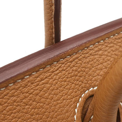 Hermes Handbag Birkin 30 Togo Gold Silver Brown — view 8