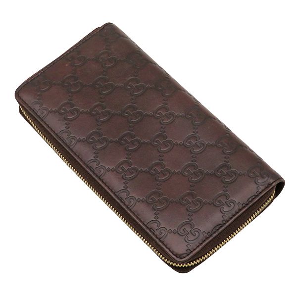 Gucci Wallet Guccissima Zip Around Leather Brown Gold — view 2