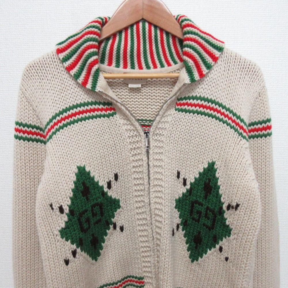 Gucci Shawl Color Cowichan Zip Up Knit Jacket 150/72 Beige Kids Spring 12 — view 3