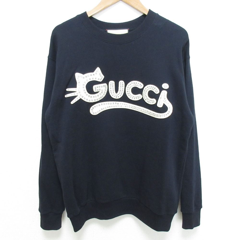 Gucci Kitten Logo Crew Neck Sweatshirt XXS Dark Navy Spring Summer Fall Winter