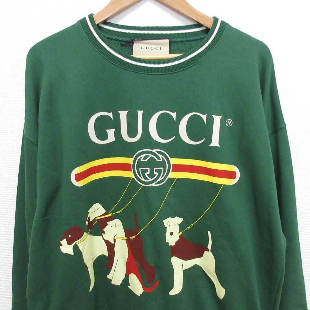 Gucci Dog Print Logo Crew Neck Sweatshirt Green Spring Summer Fall Winter S — view 3