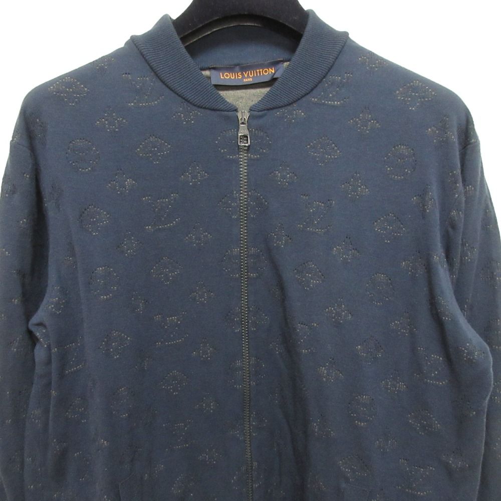 Louis Vuitton Drop Needle Monogram Bomber Zip Up Jacket Tbu Navy Spring L — view 3
