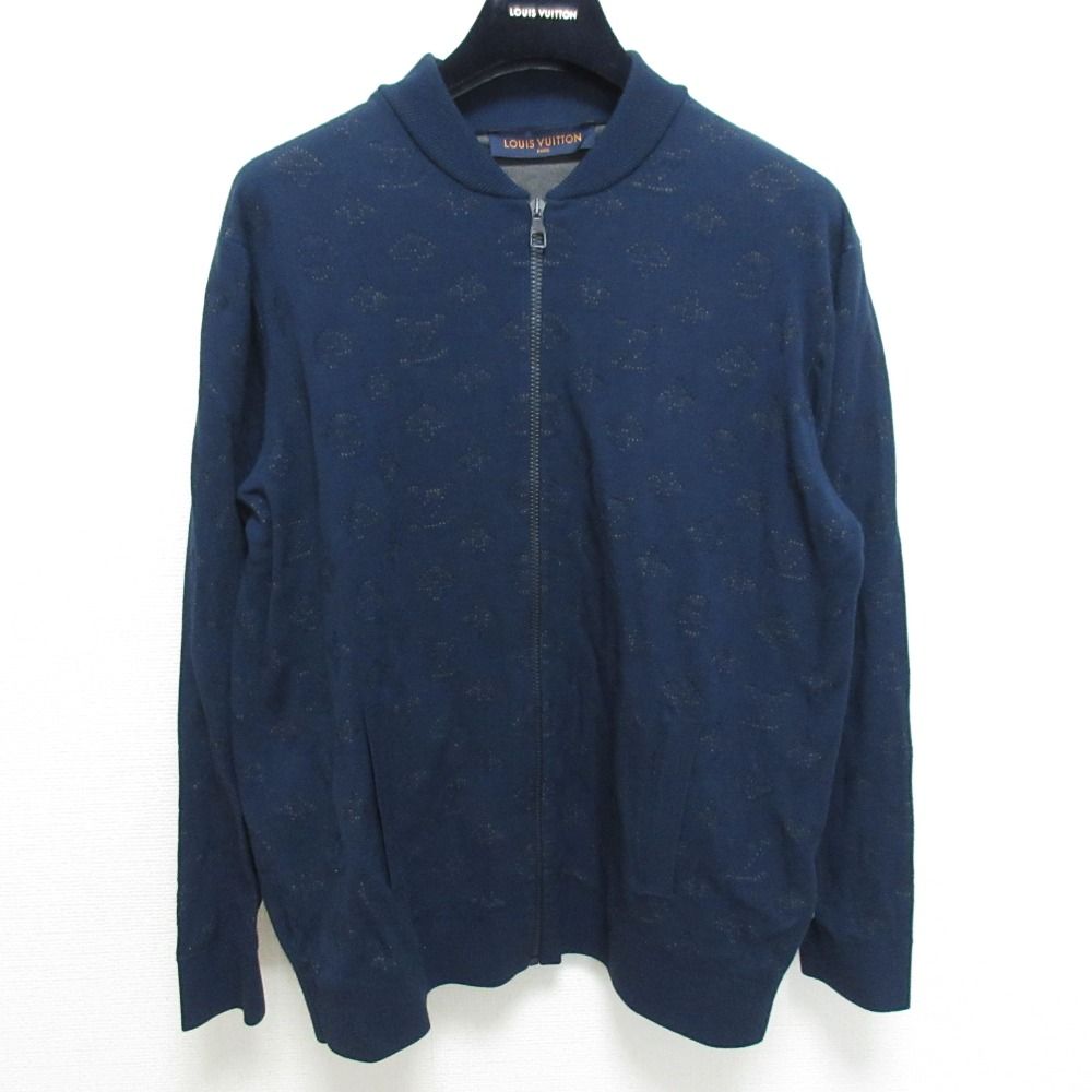 Louis Vuitton Drop Needle Monogram Bomber Zip Up Jacket Tbu Navy Spring L